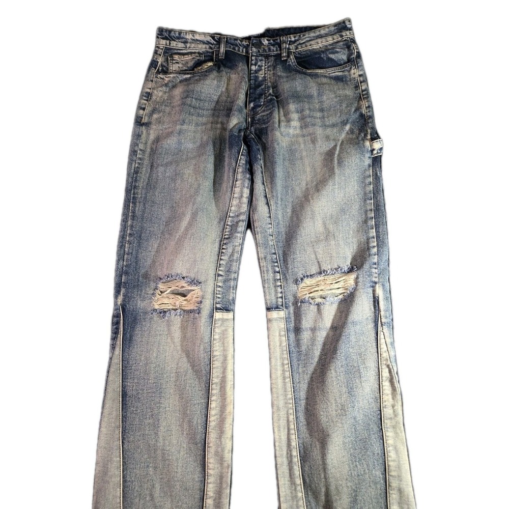 New Boohoo Man Tall Straight Rigid Denim Jeans Size 36x34 Pants Antique Wash